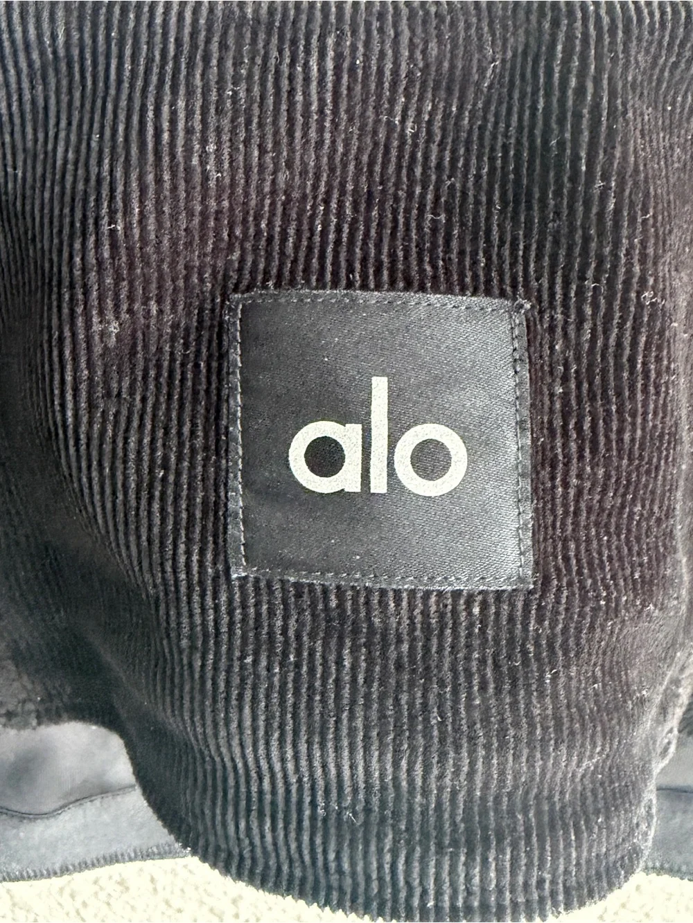Alo Yoga Black Micro Corduroy Winter Break Bra